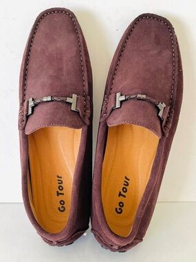 NWOT Men's purple burgundy suede loafers 11